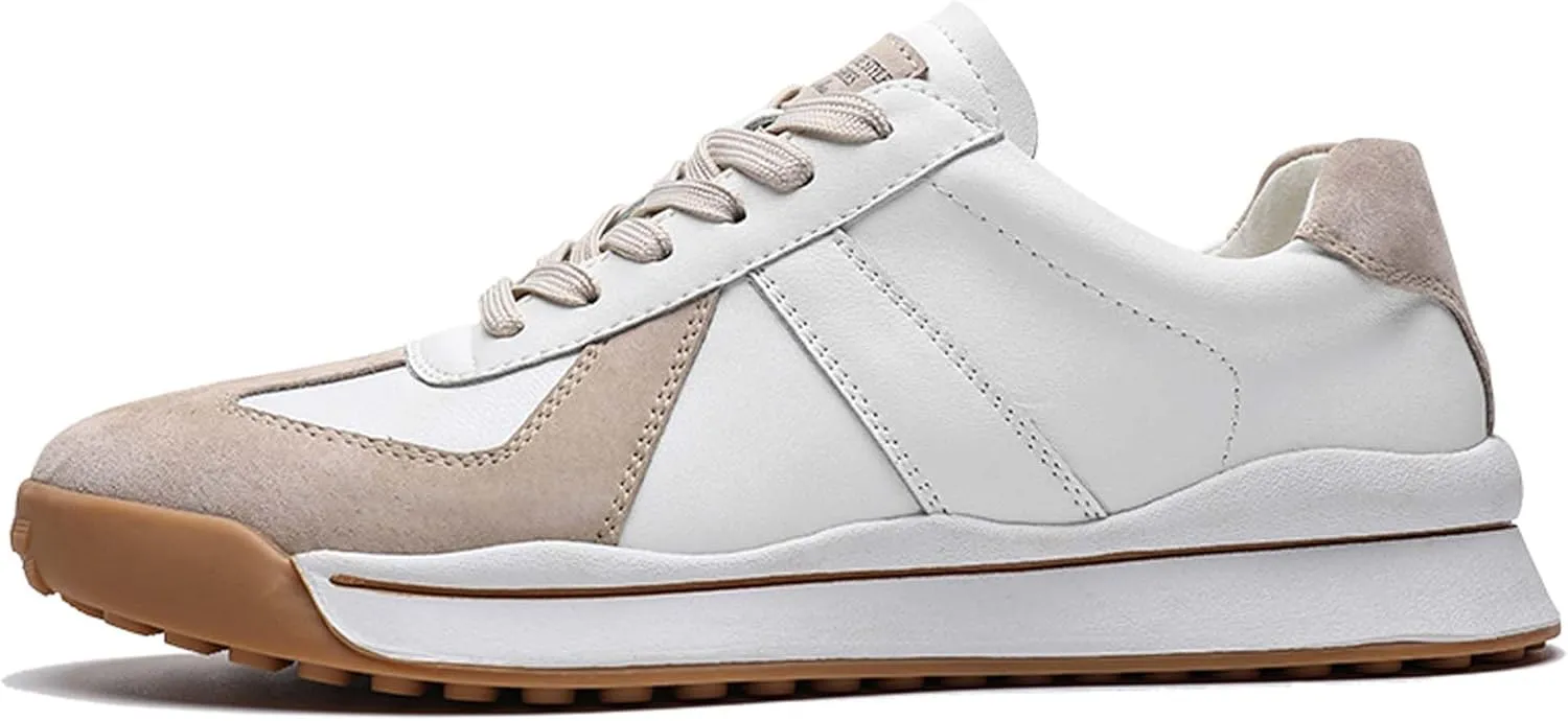 Men's Sports Casual Shoes Comfortable Cowhide Sneakers Soft Sole Lightweight Walking Outdoor Shoes Urban Style Business Casual Office Shoes