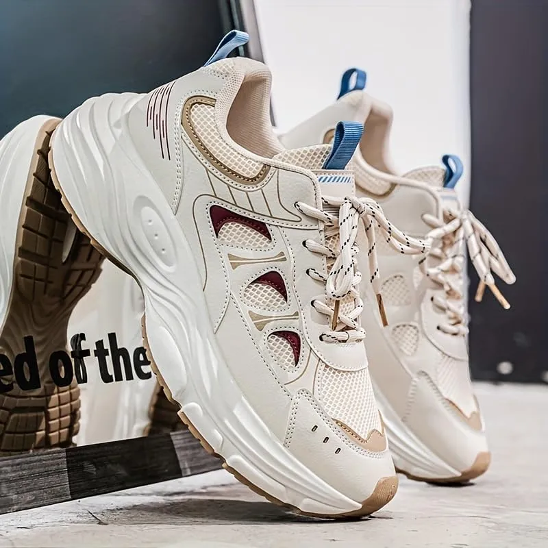 Men's Trendy Chunky Sneakers - Mesh Breathable Design with Height-Boosting Comfort | Street Style Shoes for Casual & Light Sports