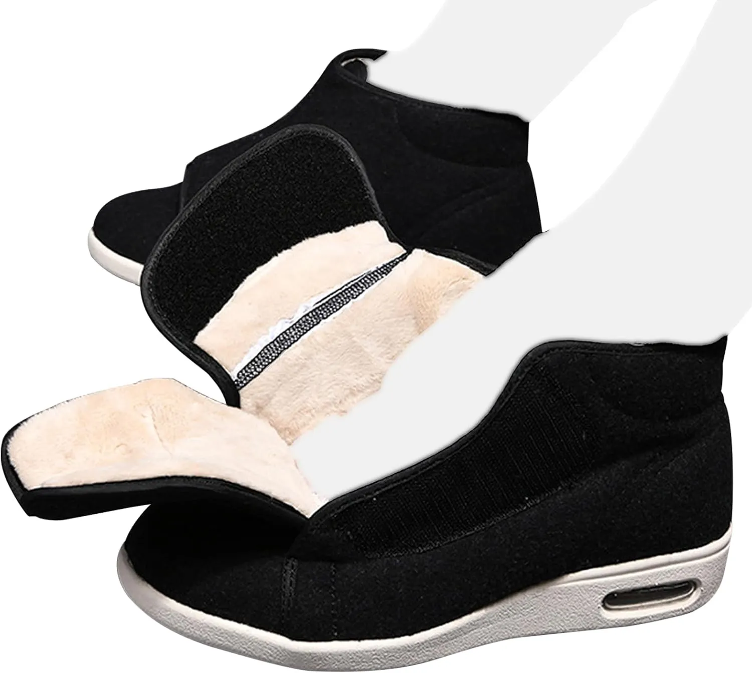 Mens Womens Wide Diabetic Shoes Slippers, Adjustable Winter Warm Boots Lightweight Elderly Walking Shoes for Swollen Feet Edema Indoor Outdoor Widening Shoes