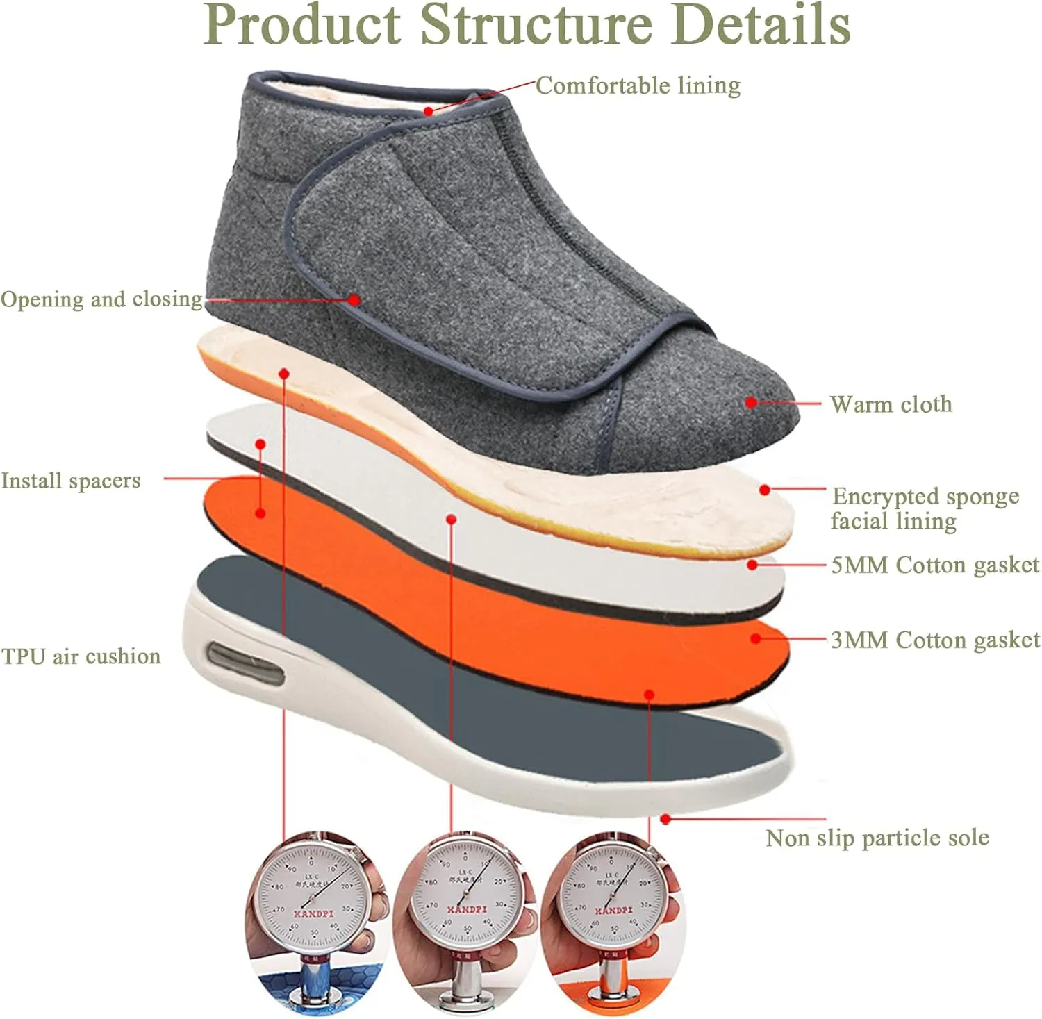 Mens Womens Wide Diabetic Shoes Slippers, Adjustable Winter Warm Boots Lightweight Elderly Walking Shoes for Swollen Feet Edema Indoor Outdoor Widening Shoes