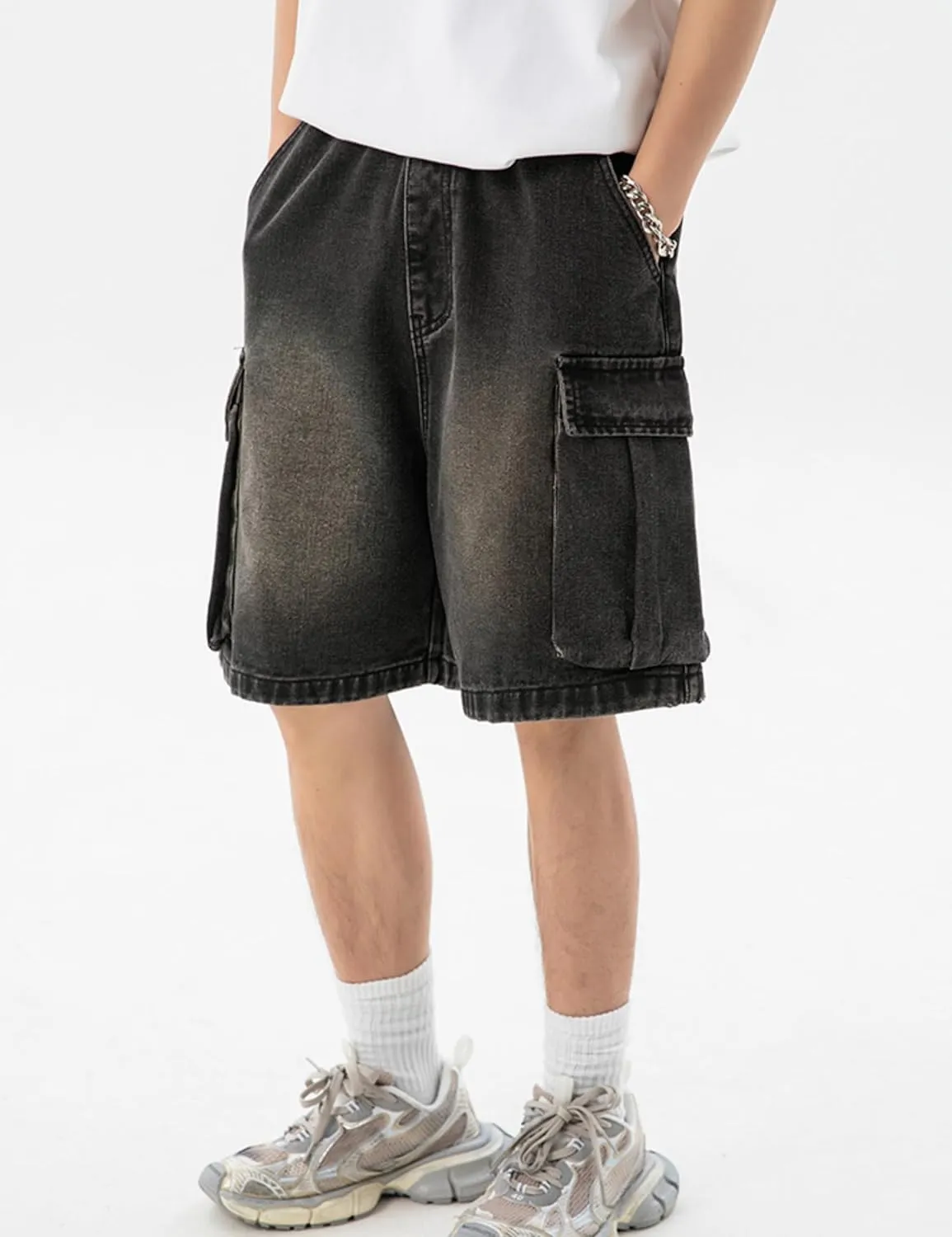 Mens Y2k Baggy Jeans Shorts Hip Hop Baggy Jorts Grunge Shorts Skater Pants Denim Cargo Shorts for Men