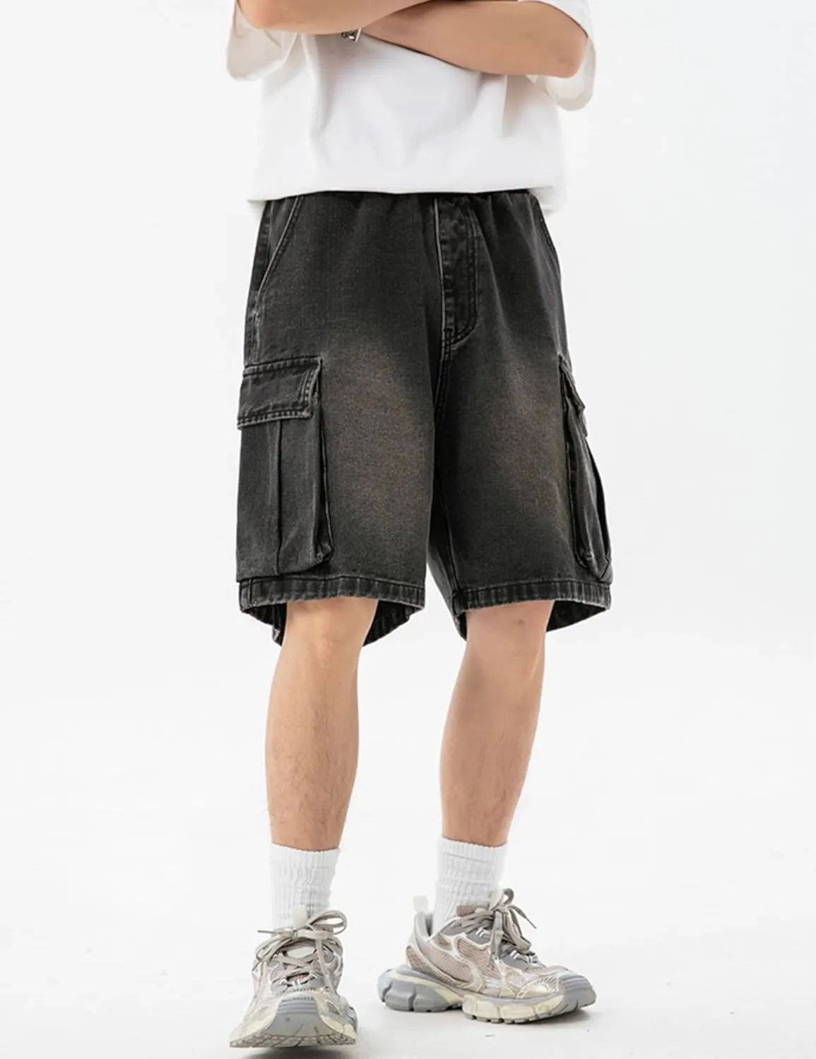 Mens Y2k Baggy Jeans Shorts Hip Hop Baggy Jorts Grunge Shorts Skater Pants Denim Cargo Shorts for Men