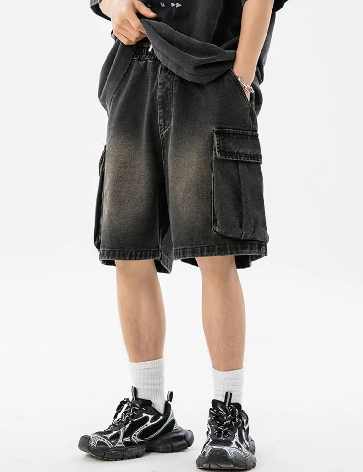 Mens Y2k Baggy Jeans Shorts Hip Hop Baggy Jorts Grunge Shorts Skater Pants Denim Cargo Shorts for Men