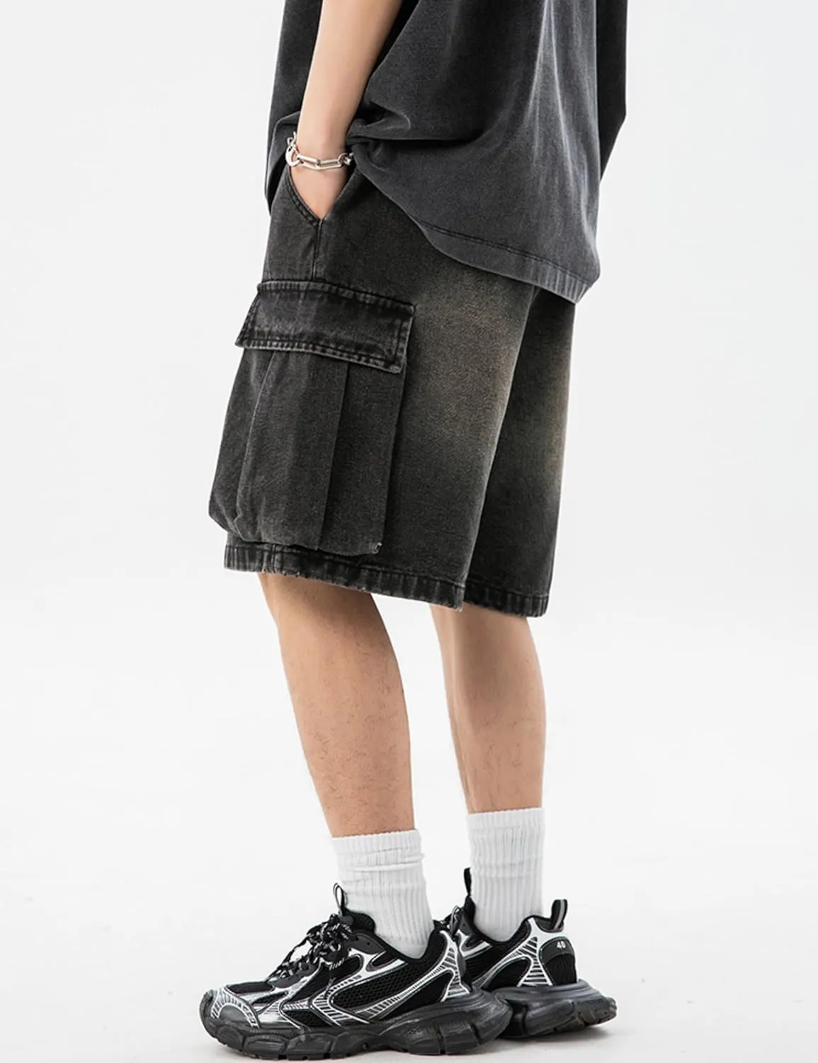 Mens Y2k Baggy Jeans Shorts Hip Hop Baggy Jorts Grunge Shorts Skater Pants Denim Cargo Shorts for Men