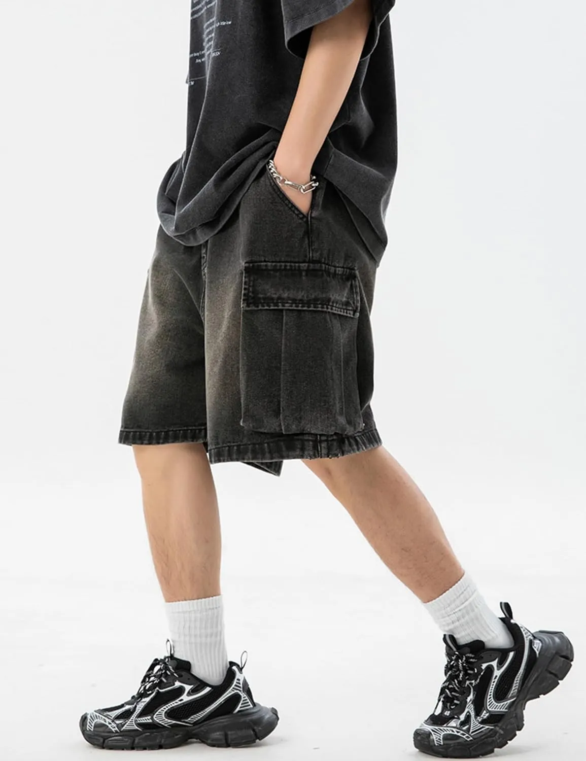 Mens Y2k Baggy Jeans Shorts Hip Hop Baggy Jorts Grunge Shorts Skater Pants Denim Cargo Shorts for Men