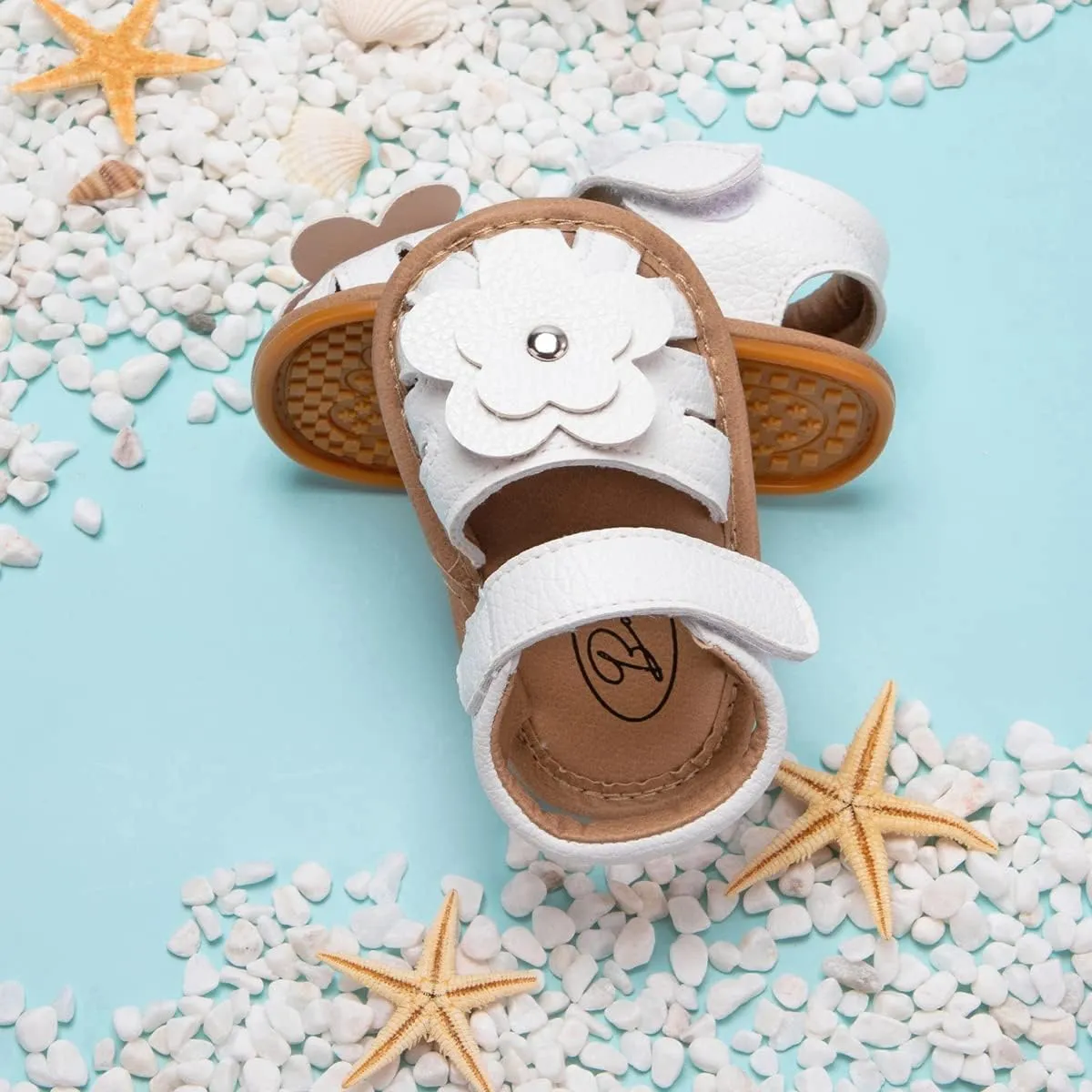 Miamooi Infant Baby Girls Boys Sandals Summer Bowknot Crib Shoes Toddler Pu Leather Flower Soft Rubber Sole Dress Flats First Walker Shoes