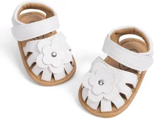 Miamooi Infant Baby Girls Boys Sandals Summer Bowknot Crib Shoes Toddler Pu Leather Flower Soft Rubber Sole Dress Flats First Walker Shoes