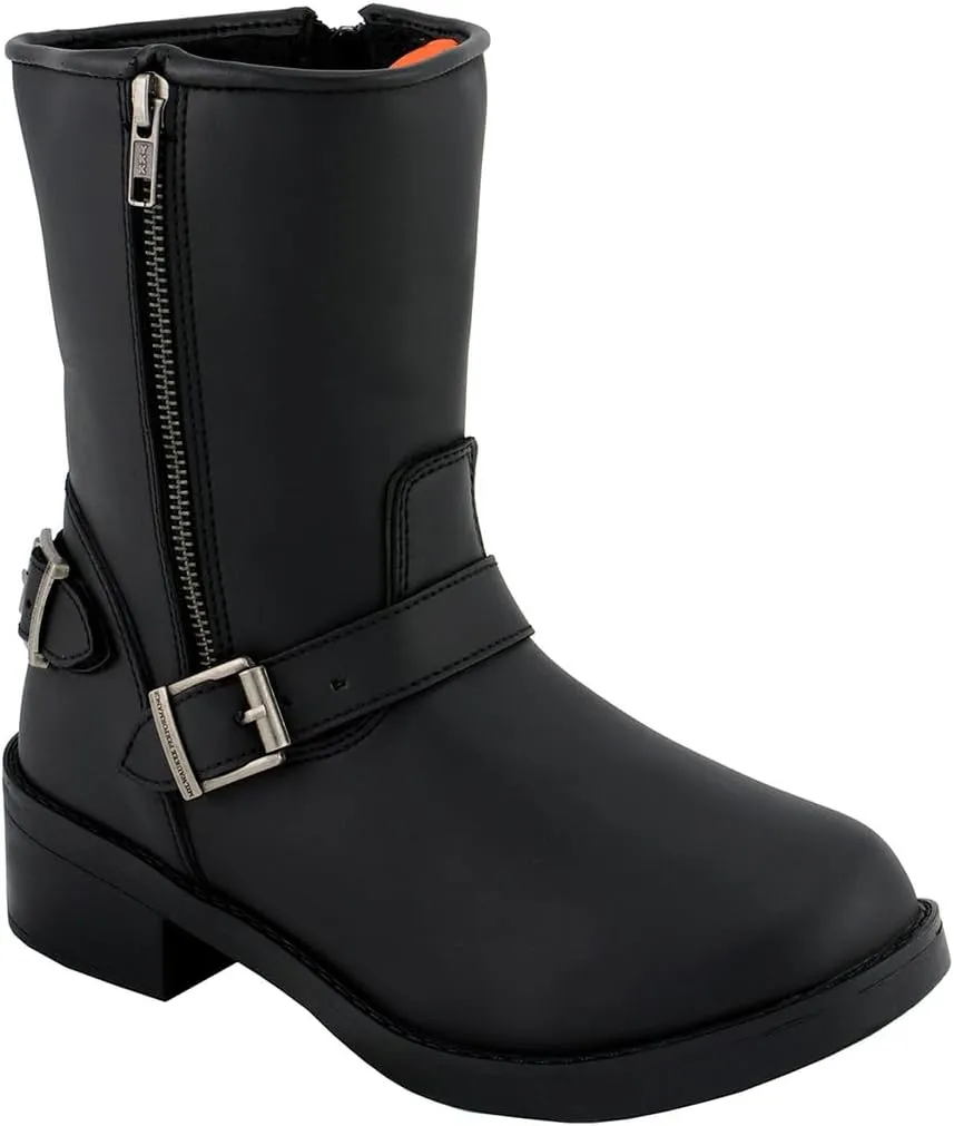 Milwaukee Leather MBL9475 Women's Classic Black Engineer Style Fashion Motorcycle Riding Boots w/Side Zipper - 6