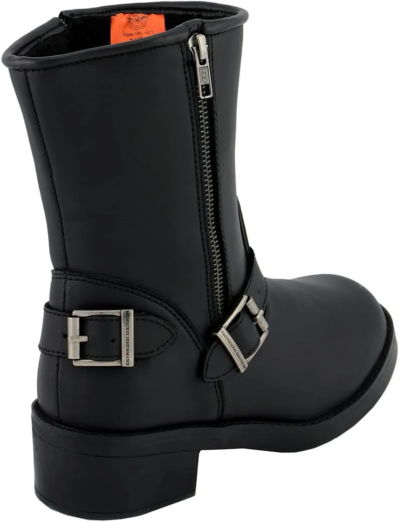 Milwaukee Leather MBL9475 Women's Classic Black Engineer Style Fashion Motorcycle Riding Boots w/Side Zipper - 6
