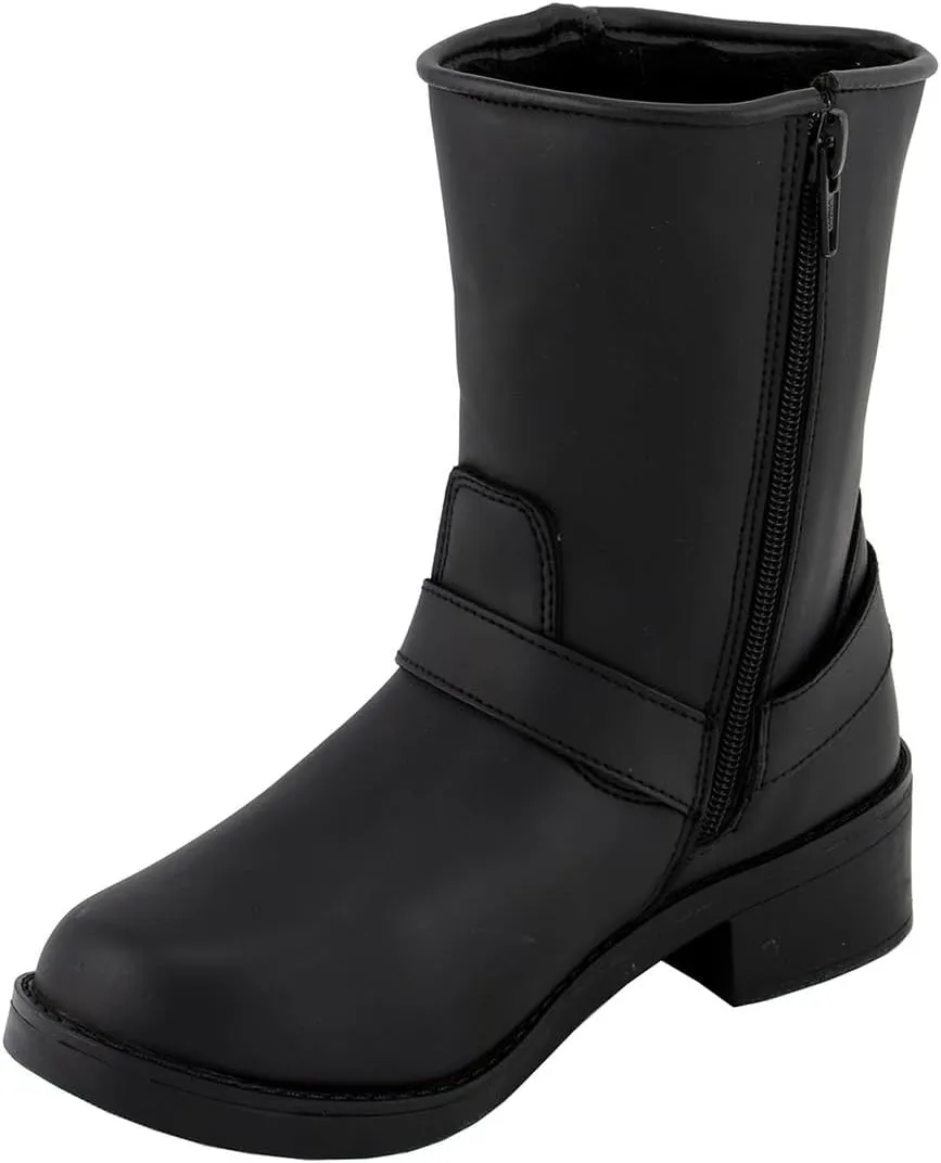Milwaukee Leather MBL9475 Women's Classic Black Engineer Style Fashion Motorcycle Riding Boots w/Side Zipper - 6