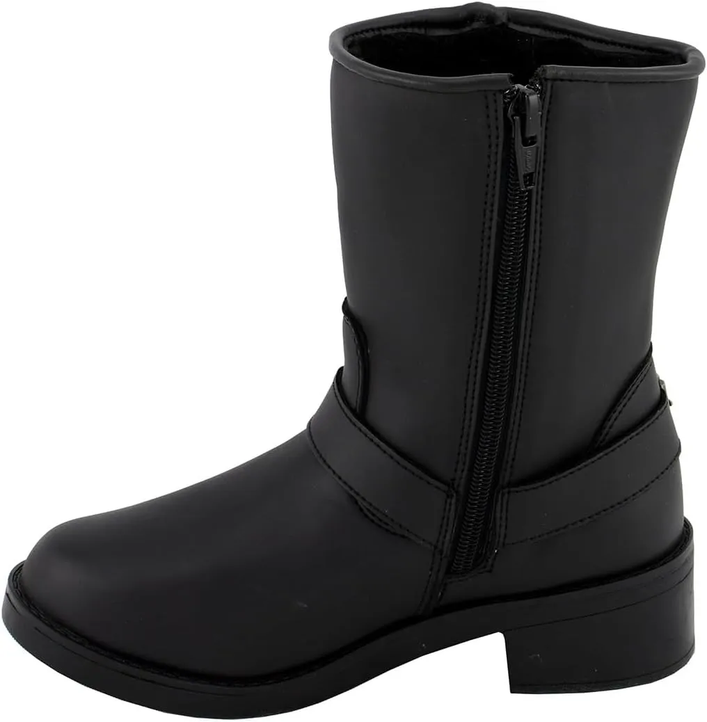 Milwaukee Leather MBL9475 Women's Classic Black Engineer Style Fashion Motorcycle Riding Boots w/Side Zipper - 6