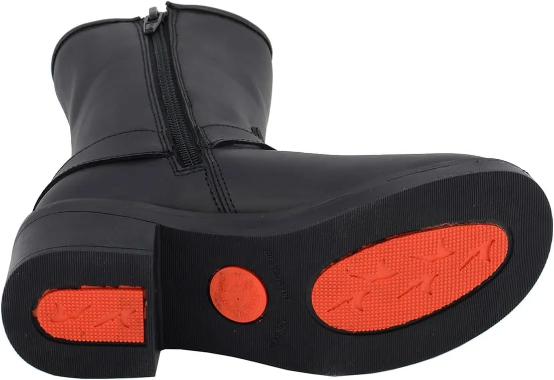 Milwaukee Leather MBL9475 Women's Classic Black Engineer Style Fashion Motorcycle Riding Boots w/Side Zipper - 6