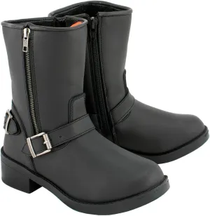 Milwaukee Leather MBL9475 Women's Classic Black Engineer Style Fashion Motorcycle Riding Boots w/Side Zipper - 6