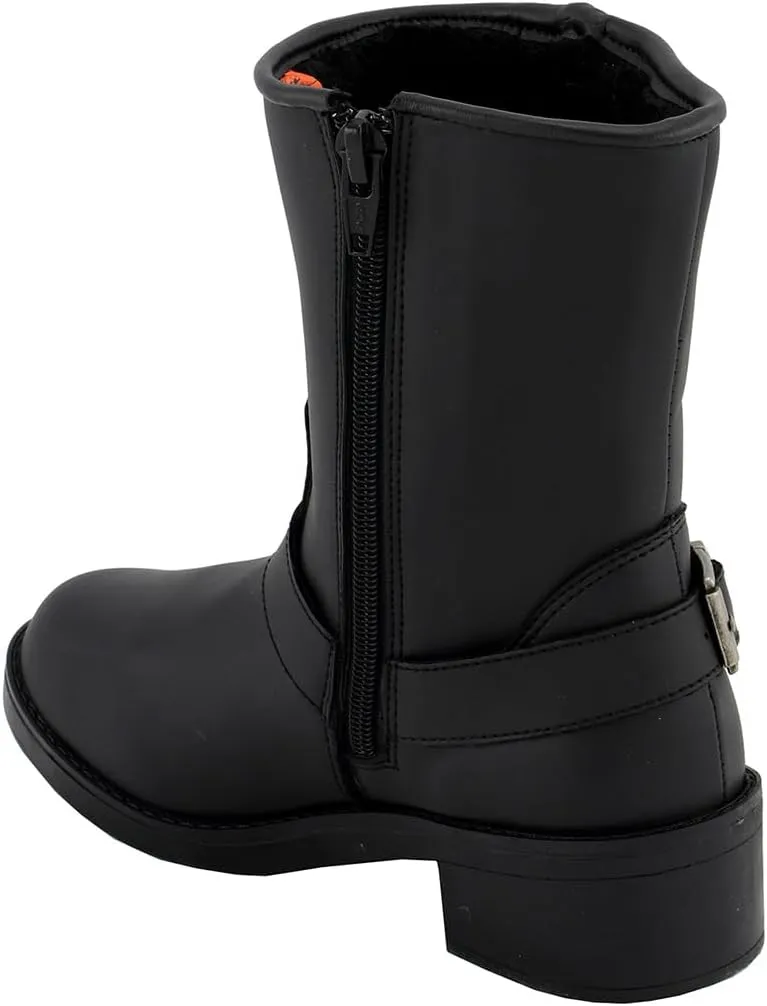 Milwaukee Leather MBL9475 Women's Classic Black Engineer Style Fashion Motorcycle Riding Boots w/Side Zipper - 6