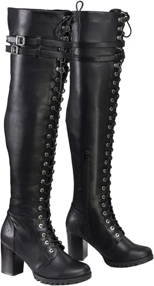 Milwaukee Leather Women's Black Above the Knee Lace-Up Fashion Casual Boots MBL9424