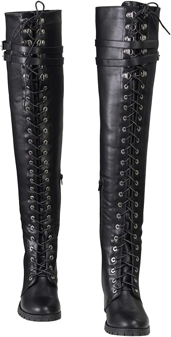 Milwaukee Leather Women's Black Above the Knee Lace-Up Fashion Casual Boots MBL9424