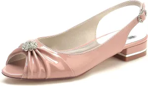 Minishion Bridal Shoes Flats Womens Girls Slingback Open Toe Wedding Evening Sandals Shoes with Knot BR255