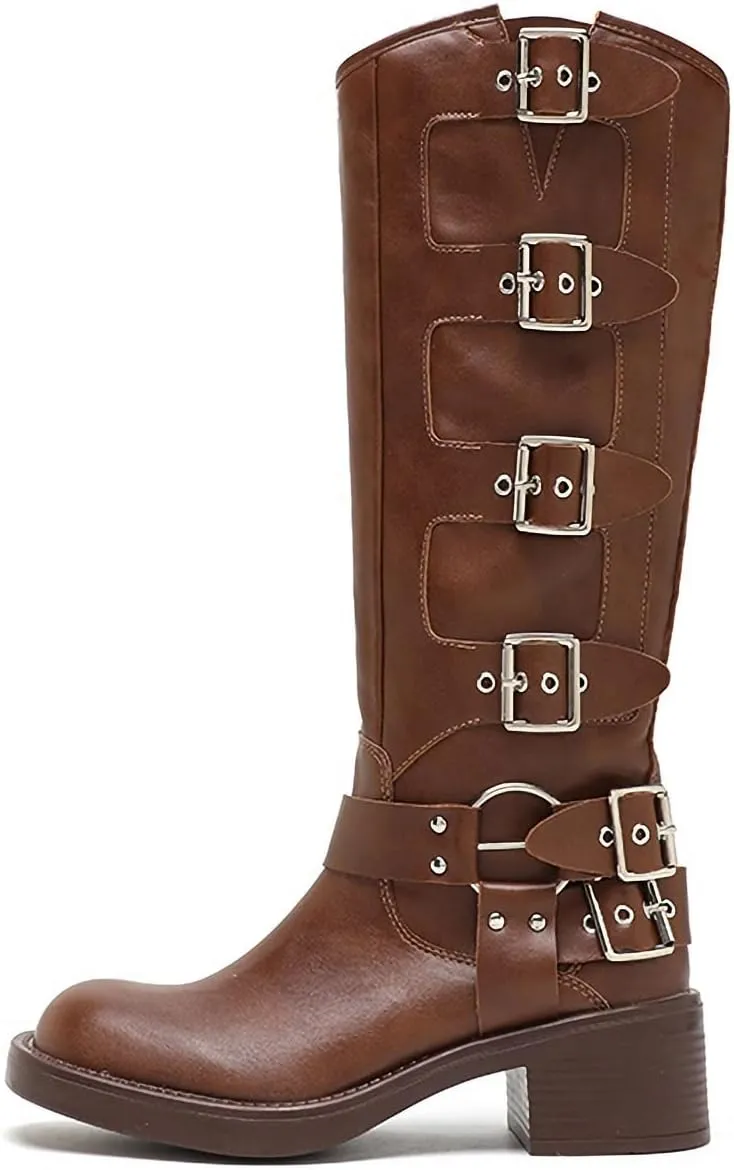 MissHeel Riding Boots for Women Wide Calf Harness Boots