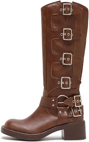 MissHeel Riding Boots for Women Wide Calf Harness Boots