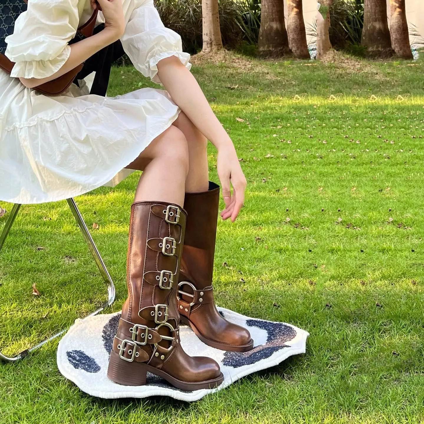 MissHeel Riding Boots for Women Wide Calf Harness Boots