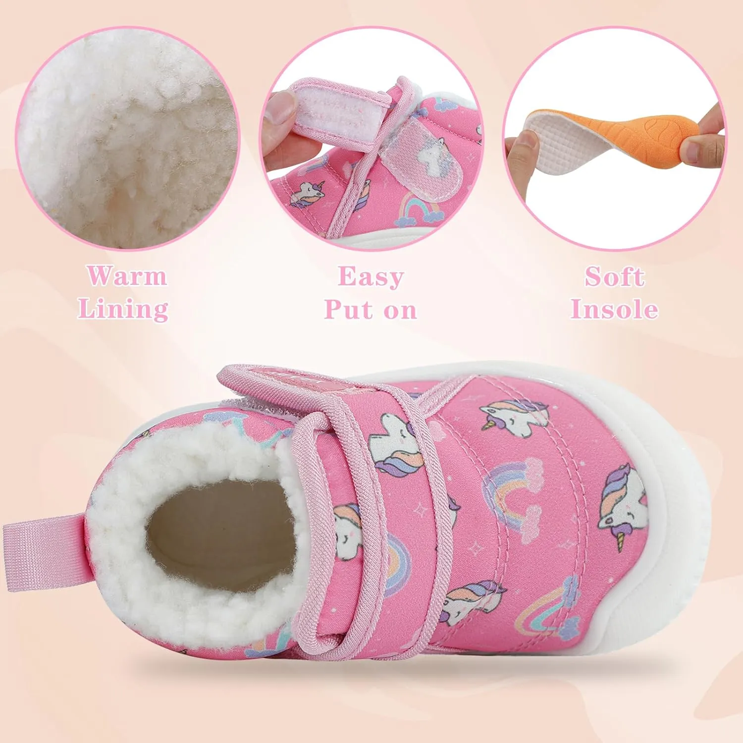 MK MATT KEELY Baby Winter Warm Shoes for Infant Boys Girls Toddler Plush Lining Snow Boots Soft Sole Non-Slip Walking Shoes Outdoor Faux Fur Booties