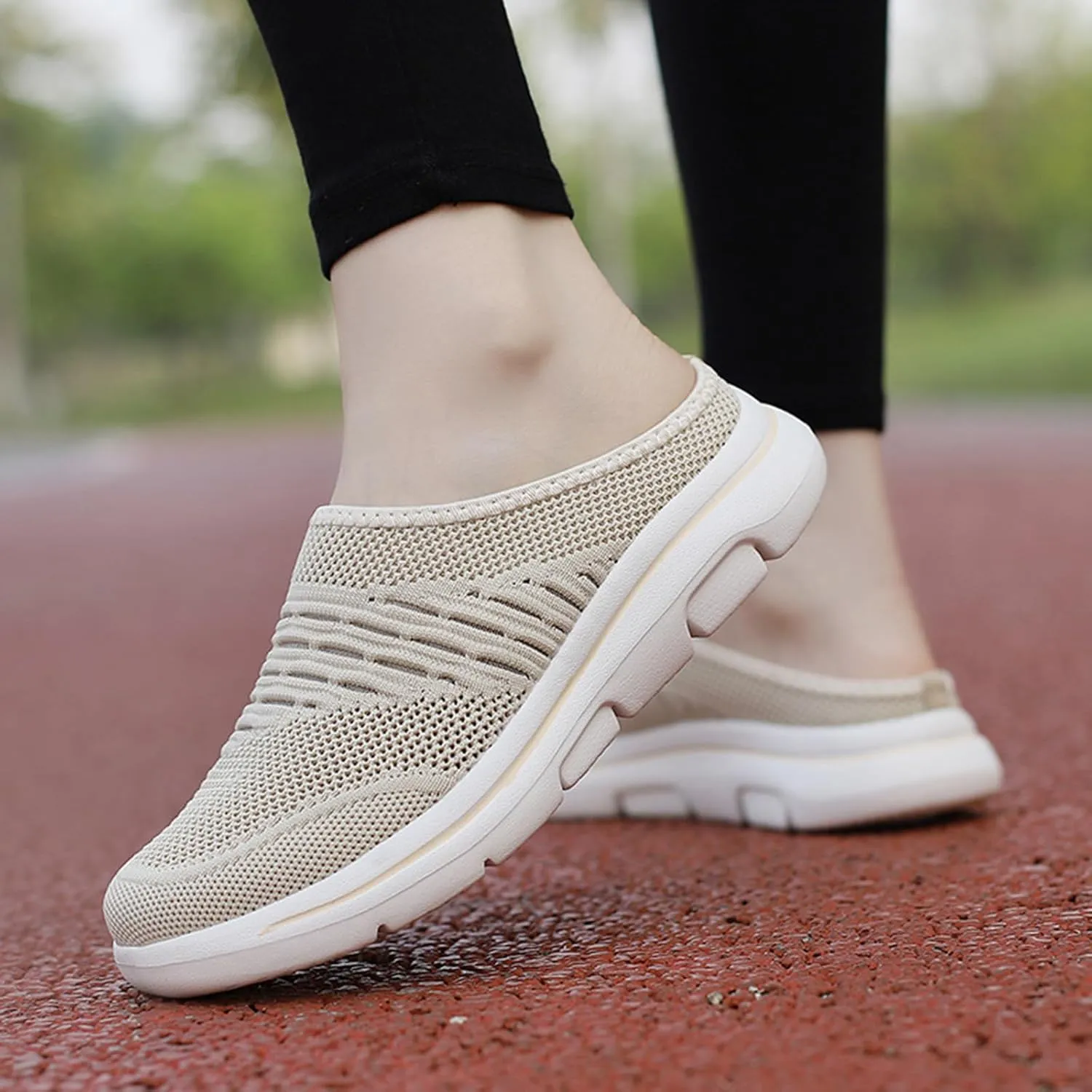 Mules for Women Men Light Slip On Open Back Shoes Comfort Walking Shoes, Knitted Mesh Breathable Slippers Backless Sneakers Casual Comfortable Outdoor Sports Wedge Mule