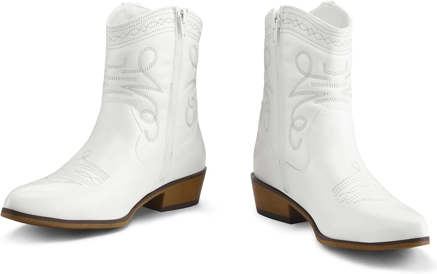 mysoft Women's Fashion Western Cowboy Ankle Boots Short Cowgirl Low Heel Booties