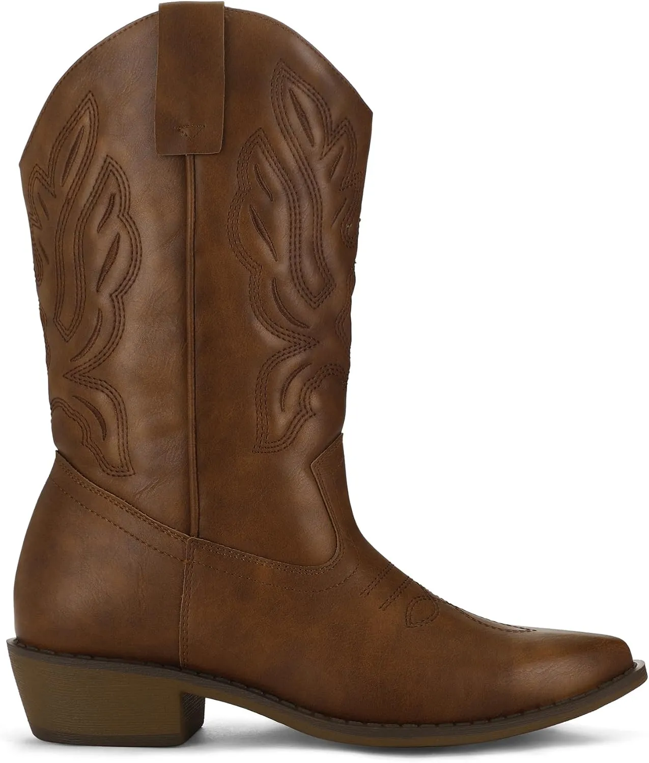 mysoft Women's Western Cowboy Boots Embroidered Mid-Calf Pointed Toe Cowgirl Boot