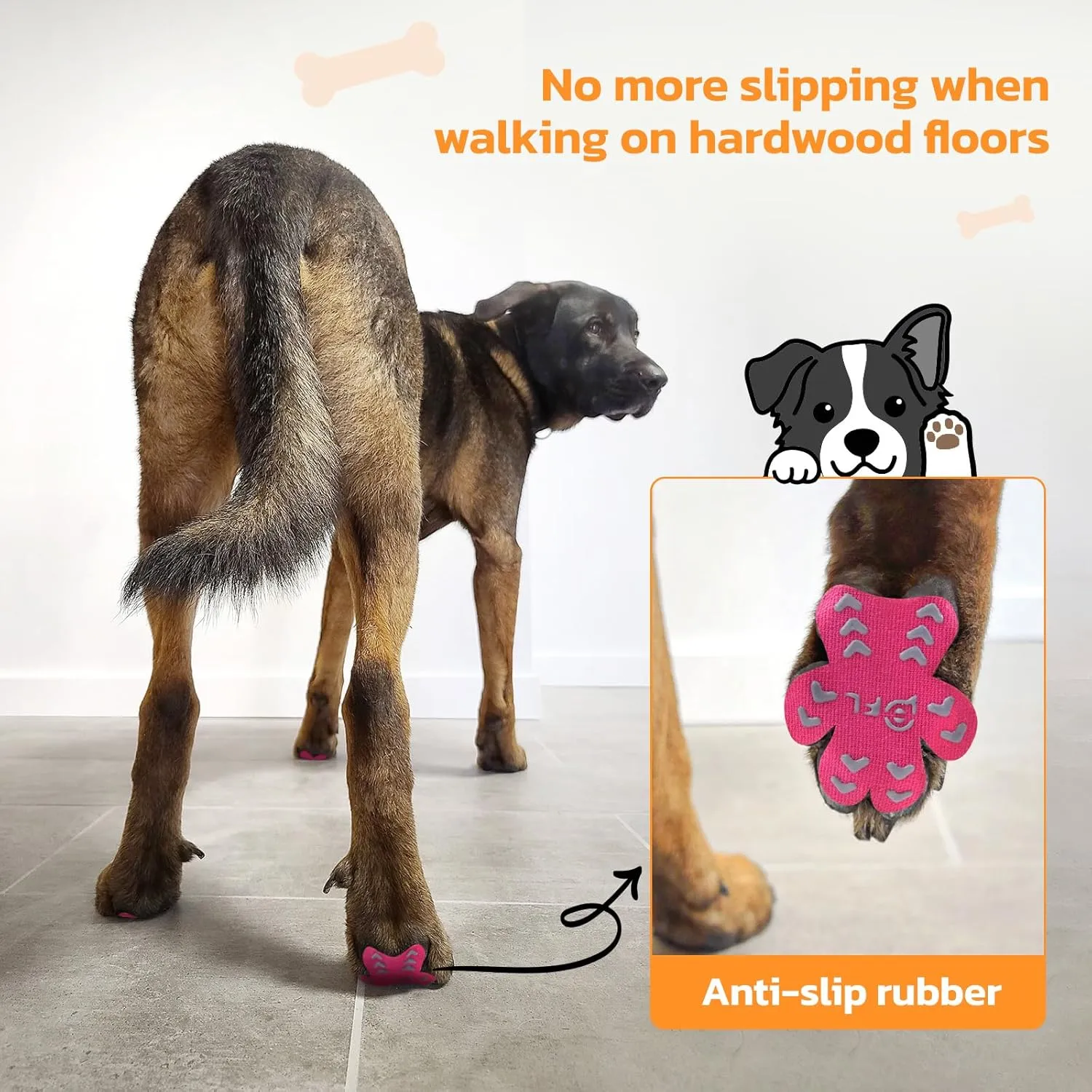 Non-Slip Paw Protector Pads for Senior Dogs, Anti-Slip Rubber Traction Stickers, Help Dogs Walk on Hardwood Floor, Pink, XXL for 61-80lbs, 48pcs