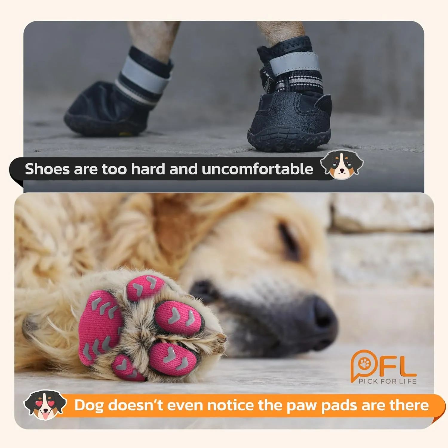 Non-Slip Paw Protector Pads for Senior Dogs, Anti-Slip Rubber Traction Stickers, Help Dogs Walk on Hardwood Floor, Pink, XXL for 61-80lbs, 48pcs
