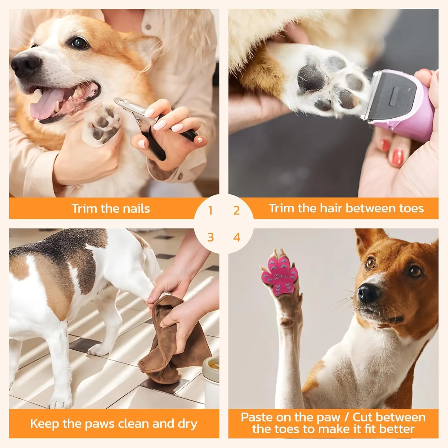 Non-Slip Paw Protector Pads for Senior Dogs, Anti-Slip Rubber Traction Stickers, Help Dogs Walk on Hardwood Floor, Pink, XXL for 61-80lbs, 48pcs