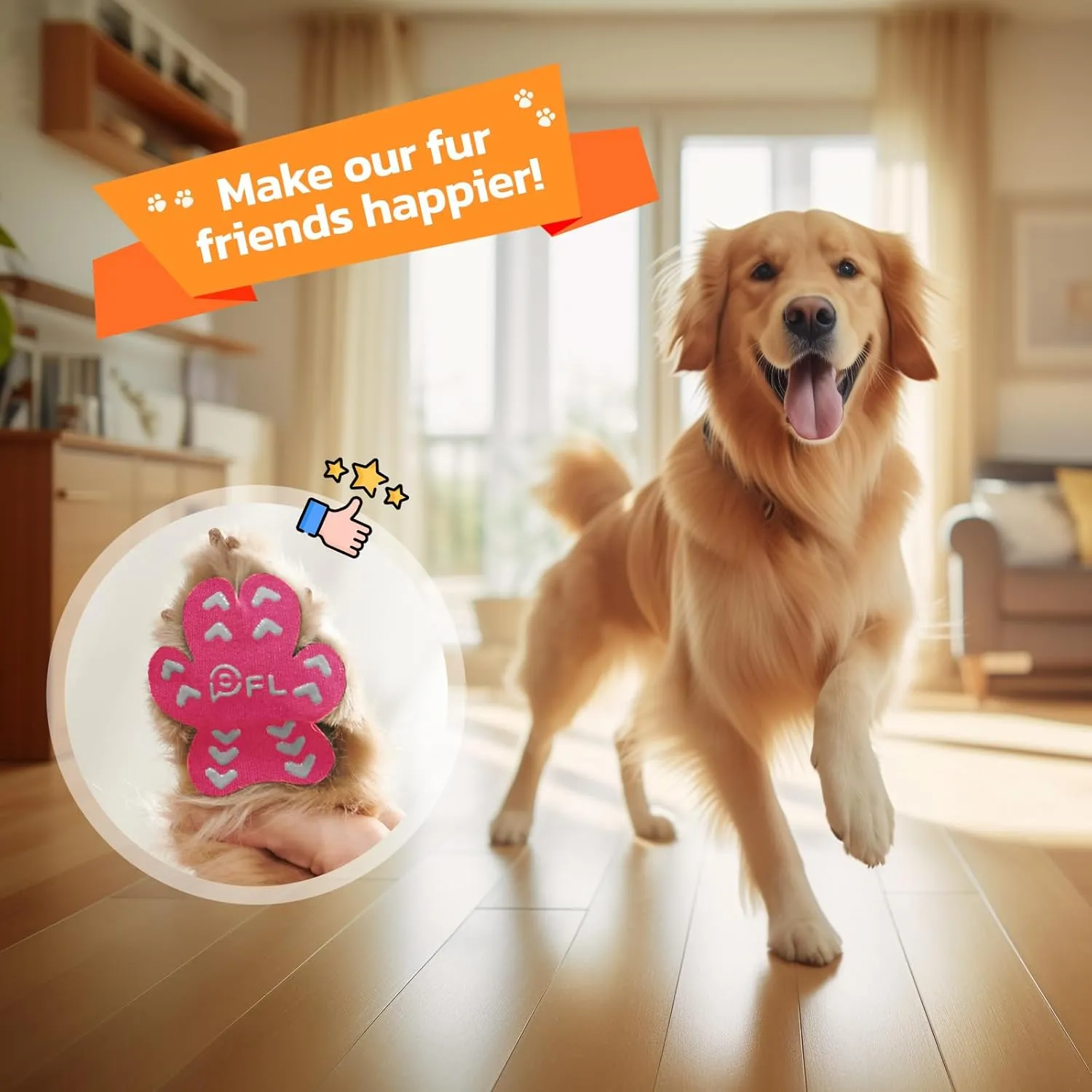 Non-Slip Paw Protector Pads for Senior Dogs, Anti-Slip Rubber Traction Stickers, Help Dogs Walk on Hardwood Floor, Pink, XXL for 61-80lbs, 48pcs