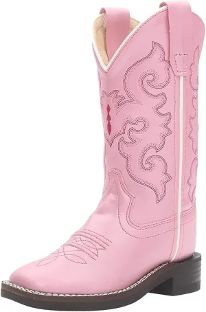 Old West Kids Boots Girl's R W/Silver Toe Rand (Toddler/Little Kid) Boots
