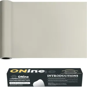 ONine Leather Repair Patch，Leather Repair Tape, 8 x 48 inches Leather Repair Patch for Furniture,Vinyl Repair kit，Leather Couch Patch，for Sofas, Furniture, car Seats(White-Litchi Grain)