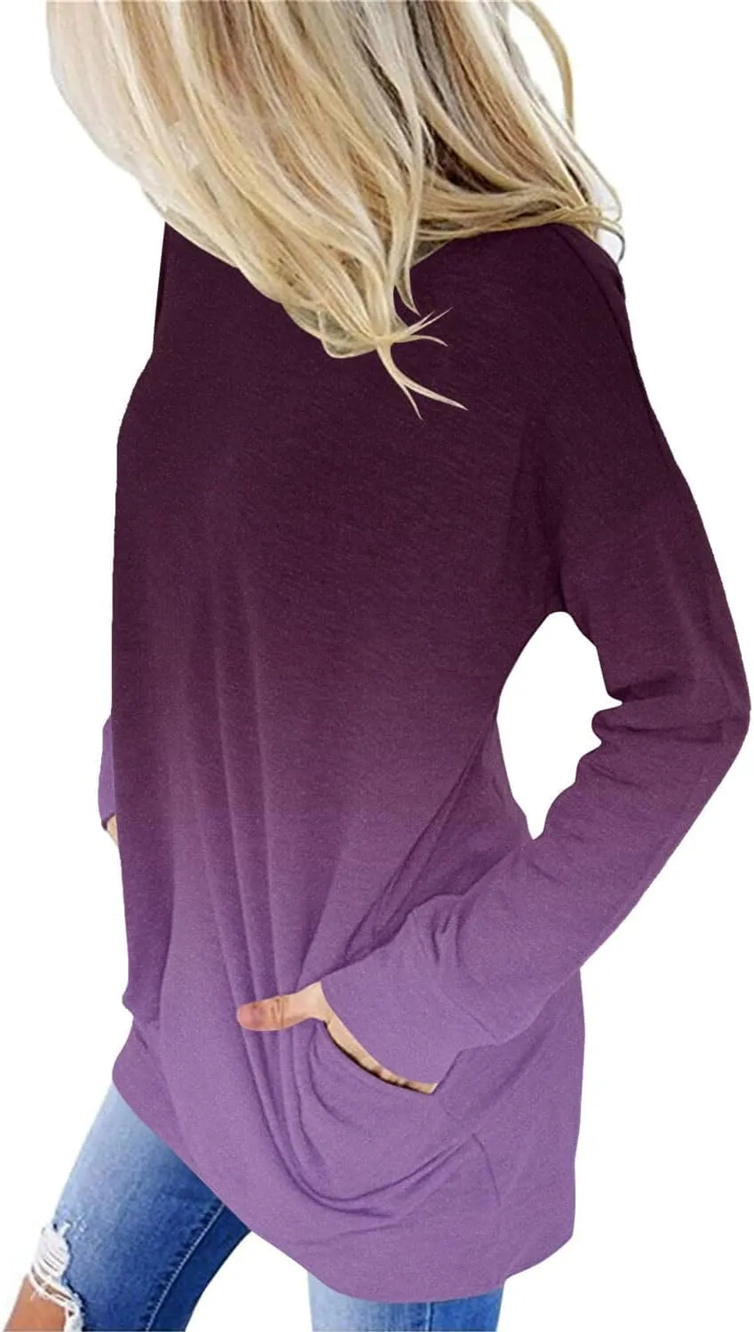 ONLYSHE Womens Crewneck Sweatshirt Casual Loose Fitting Tops Long Sleeve T Shirt