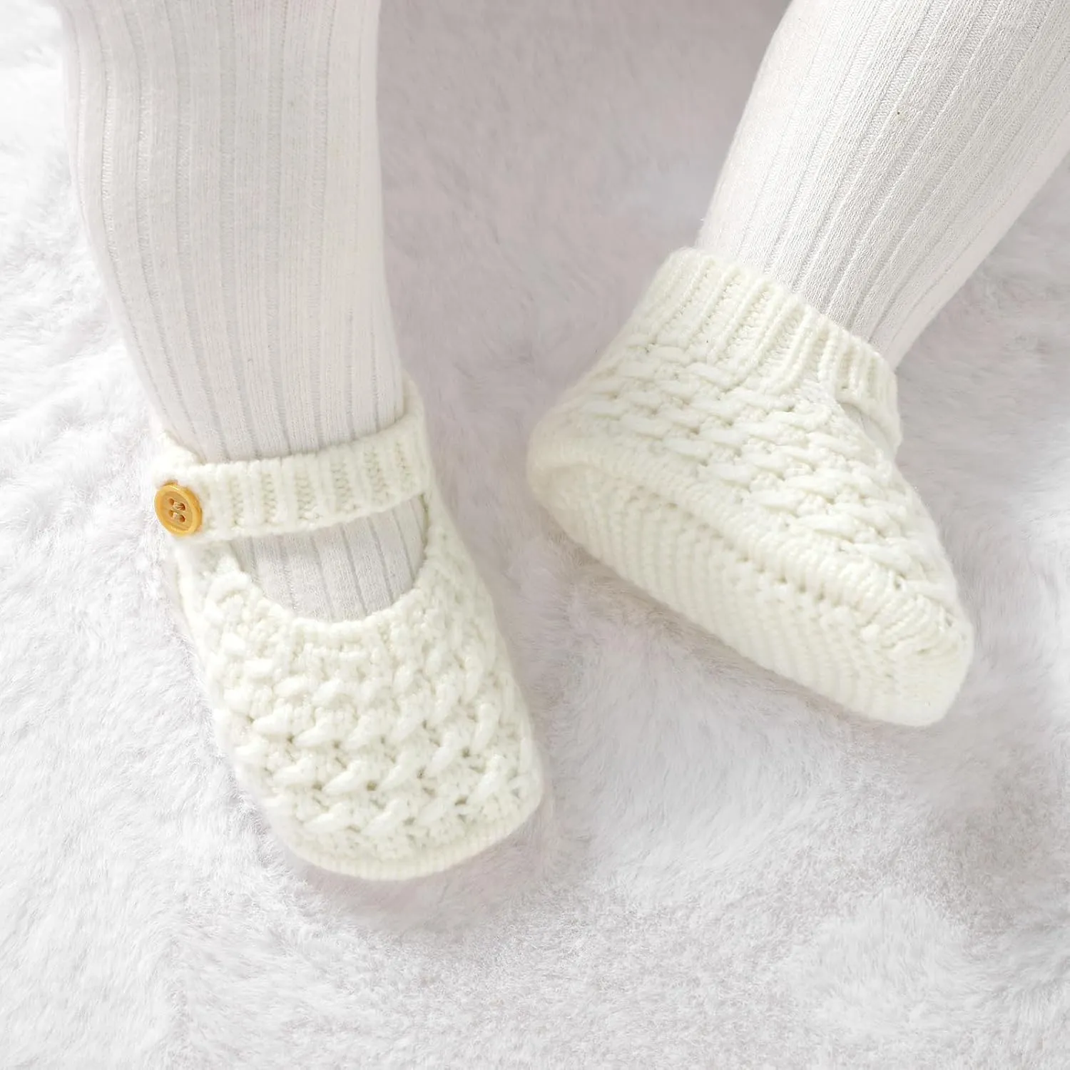 Opewod Baby Booties Hand Knit Boots Slippers Soft Warm First Walkers Socks Shoes for Newborn Infan Boys Girls