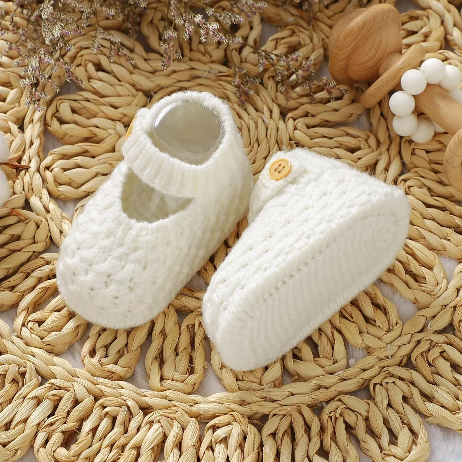 Opewod Baby Booties Hand Knit Boots Slippers Soft Warm First Walkers Socks Shoes for Newborn Infan Boys Girls