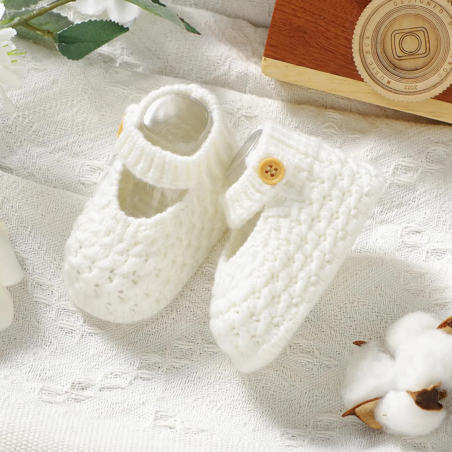 Opewod Baby Booties Hand Knit Boots Slippers Soft Warm First Walkers Socks Shoes for Newborn Infan Boys Girls