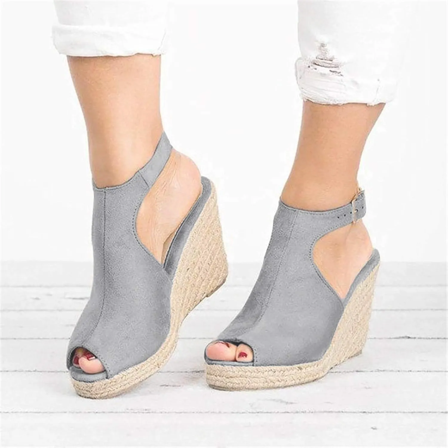 Orthopedic Wedge Sandals for Women Open Toe Walking Sandals Ankle Strap Wide Width Platform Wedge with Arch Support