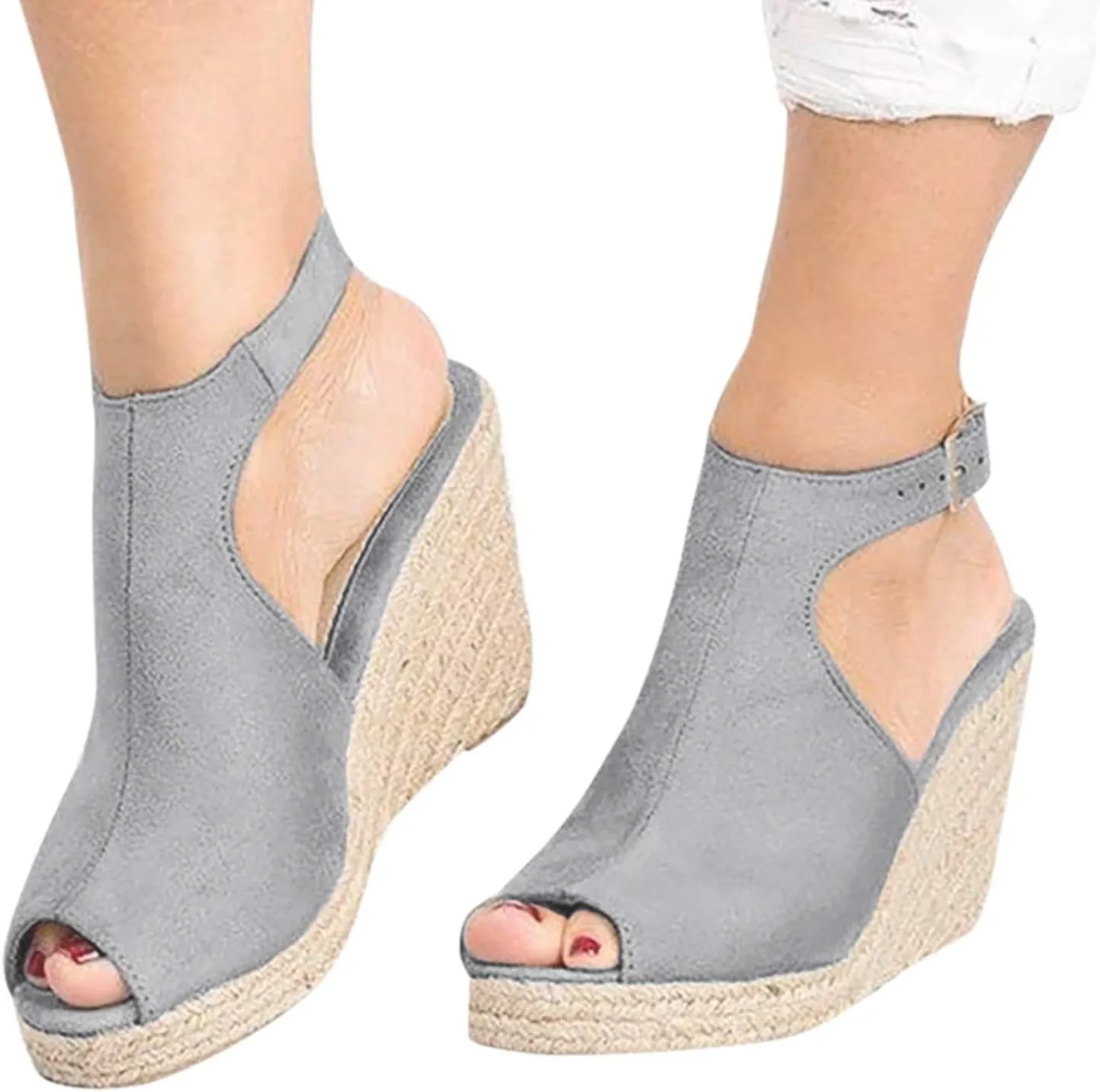 Orthopedic Wedge Sandals for Women Open Toe Walking Sandals Ankle Strap Wide Width Platform Wedge with Arch Support