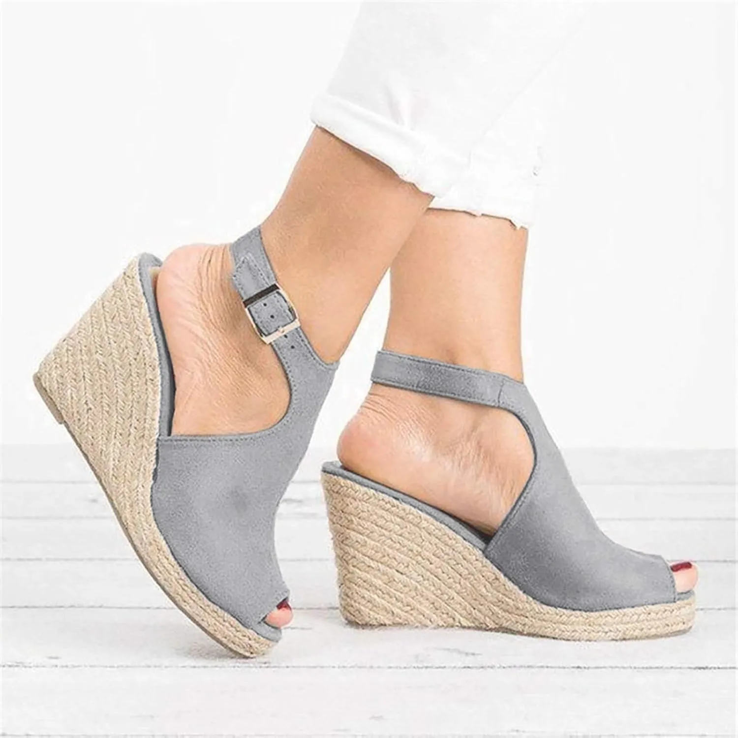 Orthopedic Wedge Sandals for Women Open Toe Walking Sandals Ankle Strap Wide Width Platform Wedge with Arch Support