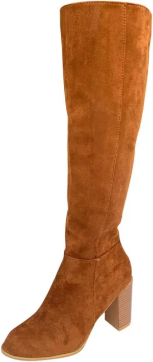 Over Knee Boots for Women Wide Calf Plus Size Fashion Boot Block High Heel Side Zipper Booties Casual Cozy Winter Boots
