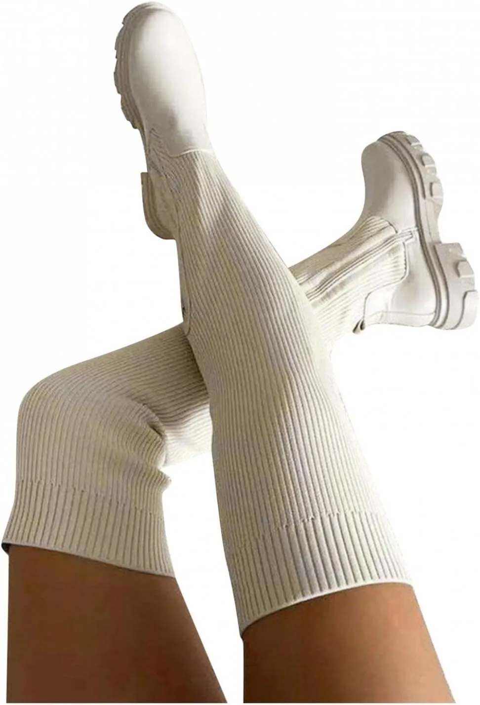 Over Knee Boots for Women Wide Calf Plus Size Fashion Boot Block High Heel Side Zipper Booties Casual Cozy Winter Boots