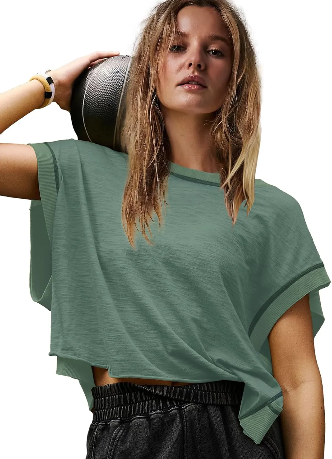 Panadila Womens Open Back Workout Top Oversized Workout T Shirts Backless Athletic Shirt Short Sleeve Baby Tee