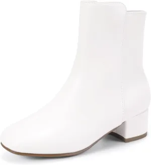 PANDANINJIA Alyssa Girls Fashion Boots Square-Toe Dress Boots Low Heel Ankle Booties with Zipper for Toddler Little Kids Big Kids
