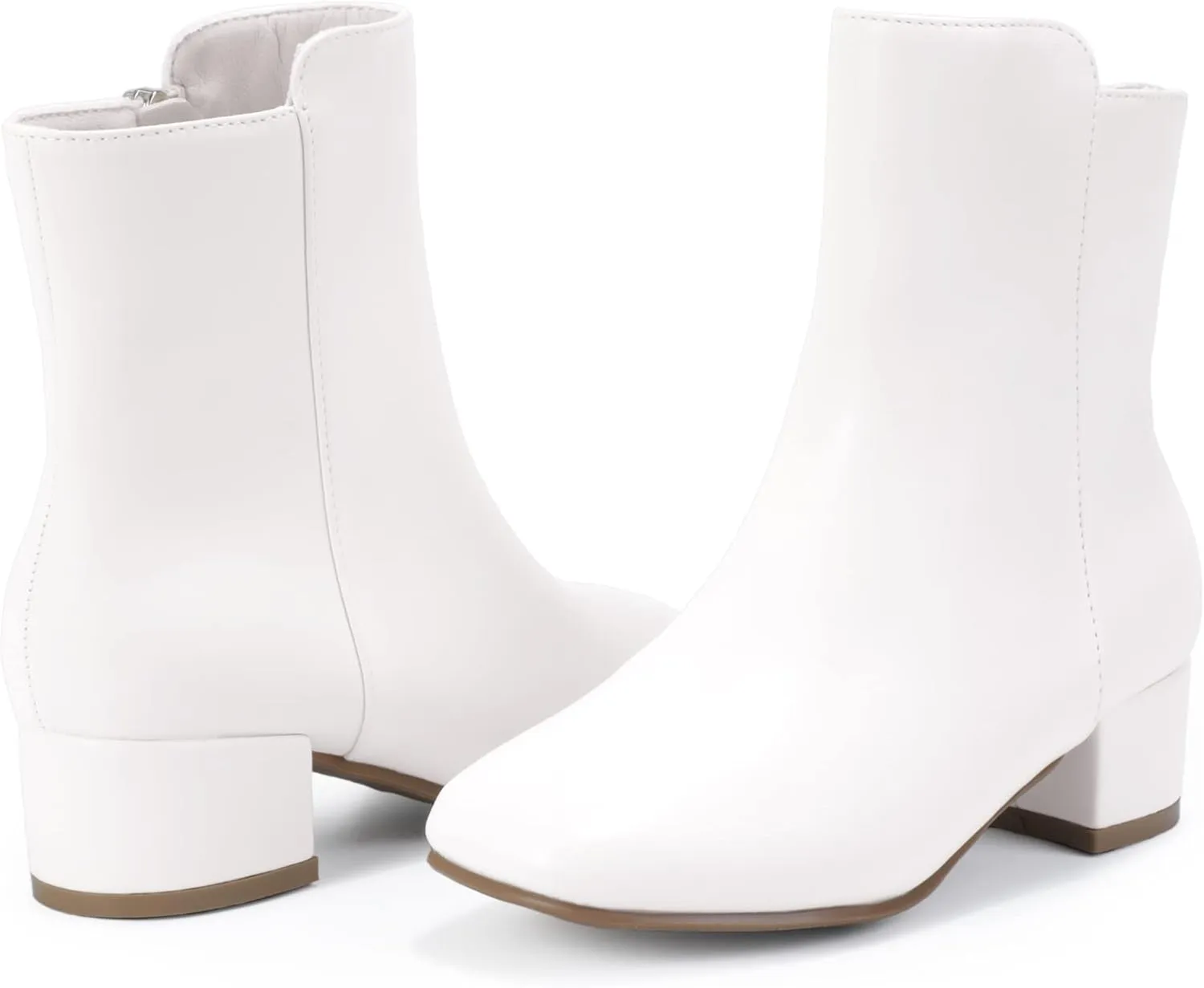 PANDANINJIA Alyssa Girls Fashion Boots Square-Toe Dress Boots Low Heel Ankle Booties with Zipper for Toddler Little Kids Big Kids