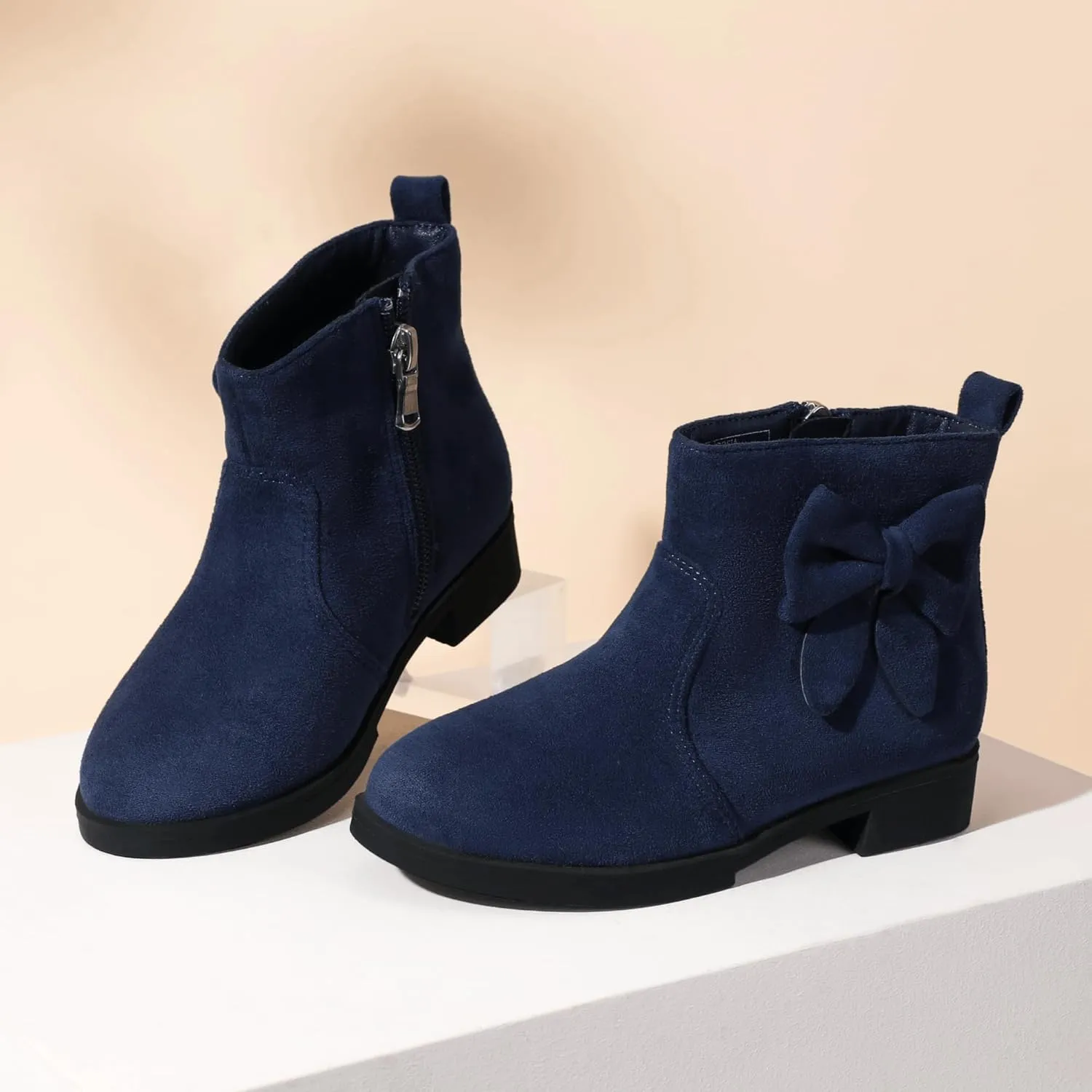 PANDANINJIA Toddler/Little Kid Girl's Sofia Sweet Short Ankle Boots Bowknot Side Zipper Dress Booties