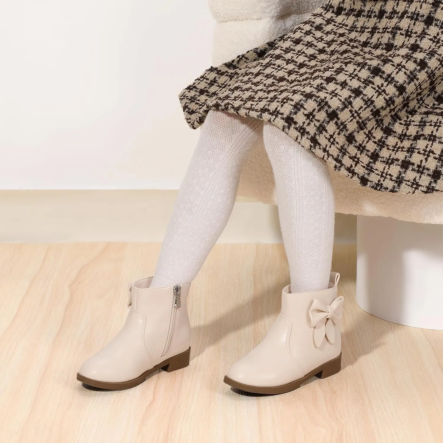 PANDANINJIA Toddler/Little Kid Girl's Sofia Sweet Short Ankle Boots Bowknot Side Zipper Dress Booties