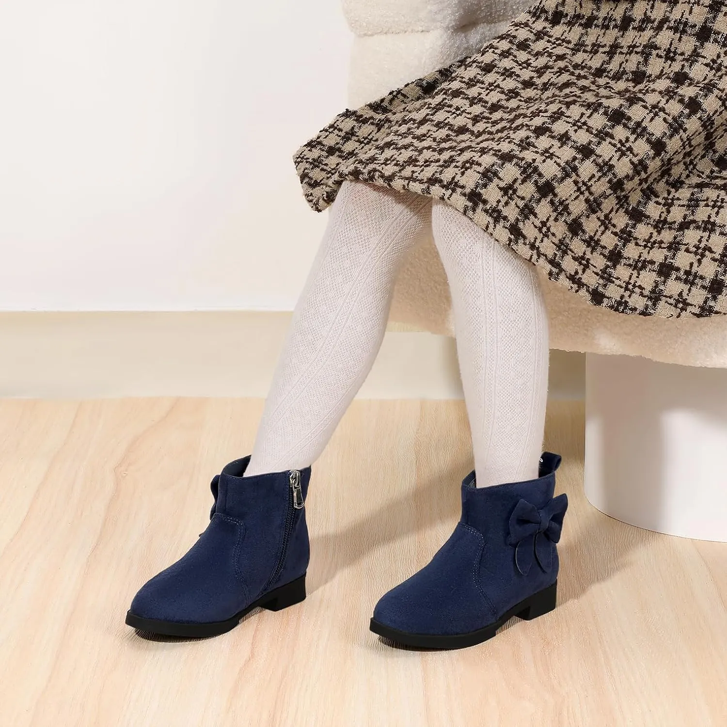 PANDANINJIA Toddler/Little Kid Girl's Sofia Sweet Short Ankle Boots Bowknot Side Zipper Dress Booties