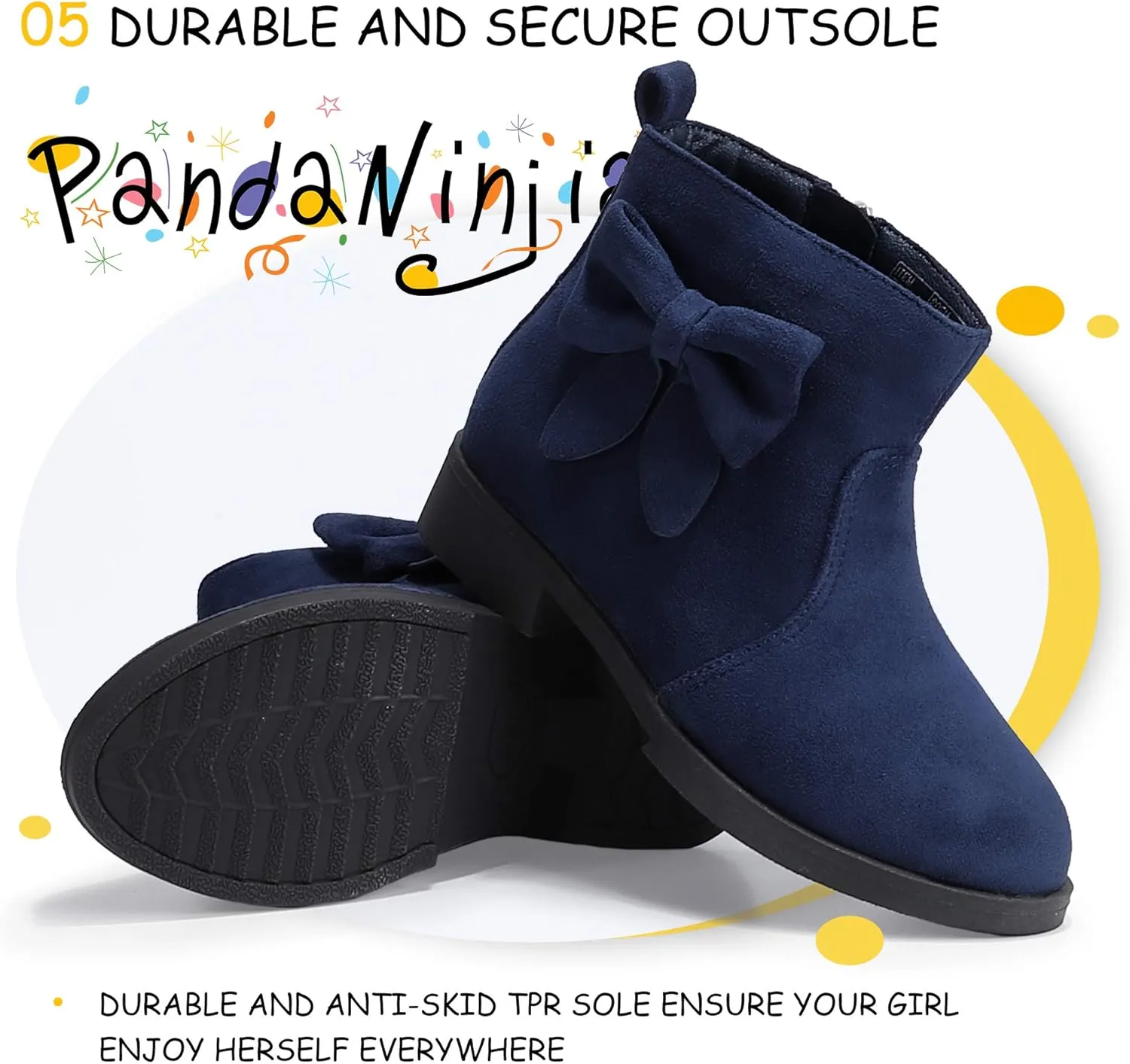 PANDANINJIA Toddler/Little Kid Girl's Sofia Sweet Short Ankle Boots Bowknot Side Zipper Dress Booties